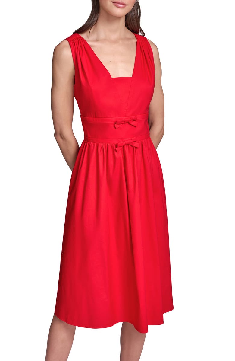 KARL LAGERFELD PARIS Cotton Midi Dress, Alternate, color, Tomato