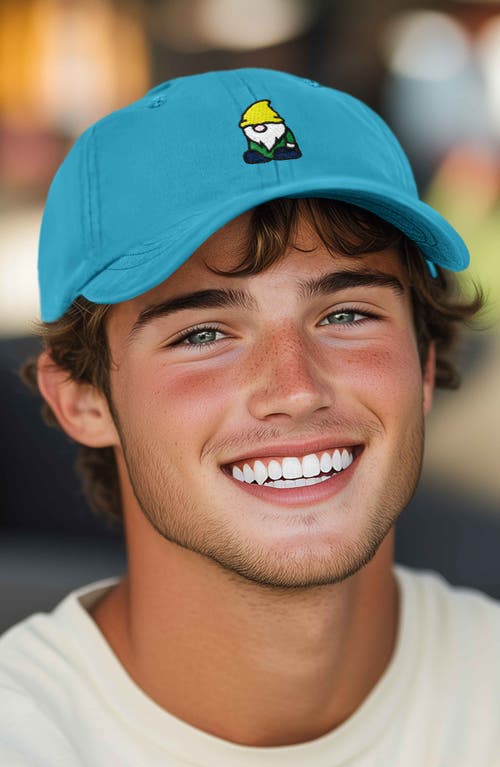 Dalix Gnome Embroidered Dad Hat In Teal