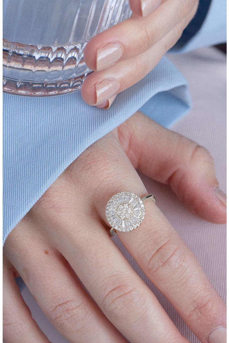 14k Gold Plated Elise Ring Dainty Crystal Sparkle Trendy, Alternate, color, Silver
