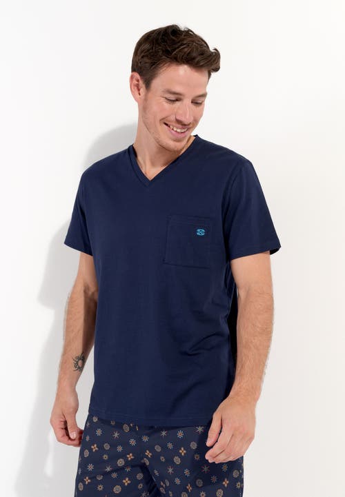Hom Mandala Short Sleepwear In Navy Print
