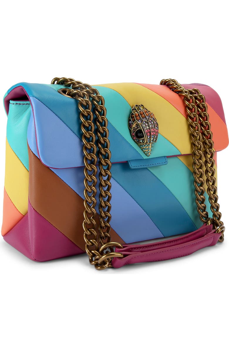 Kurt Geiger London Large Rainbow Stripe Leather Kensington Shoulder Bag, Alternate, color,