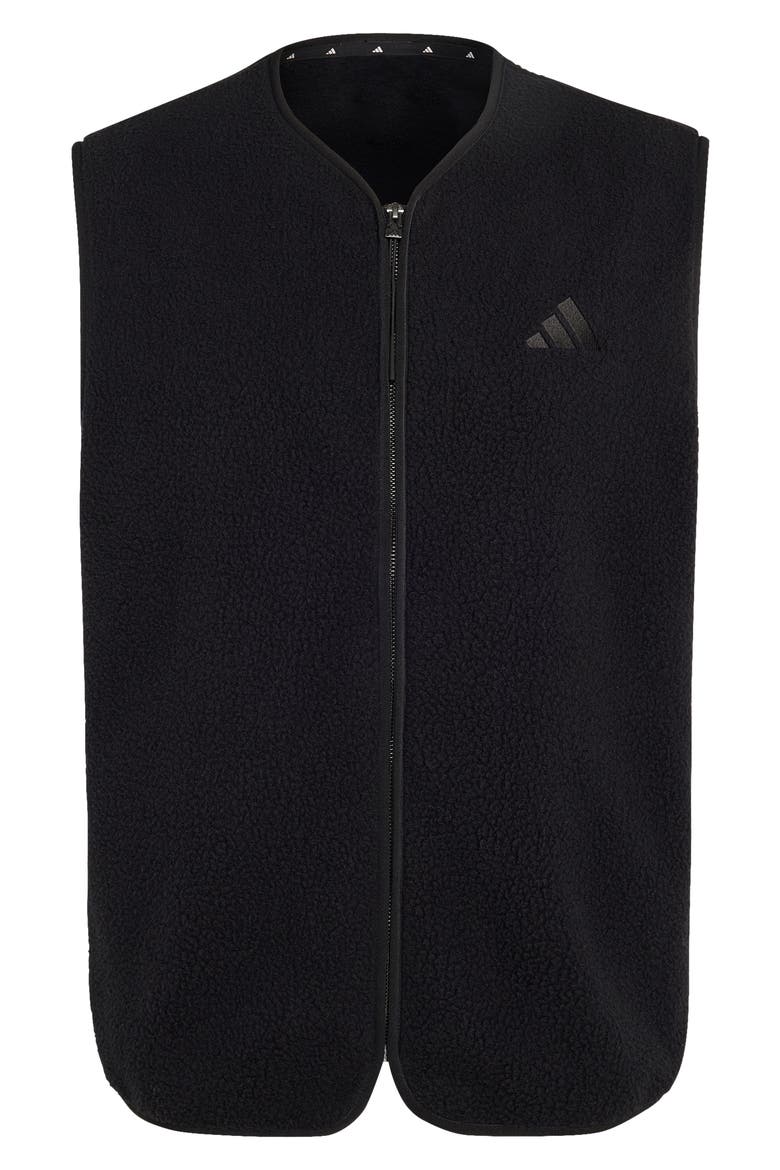 Warm High-Pile Fleece Vest, Alternate, color, BLACK