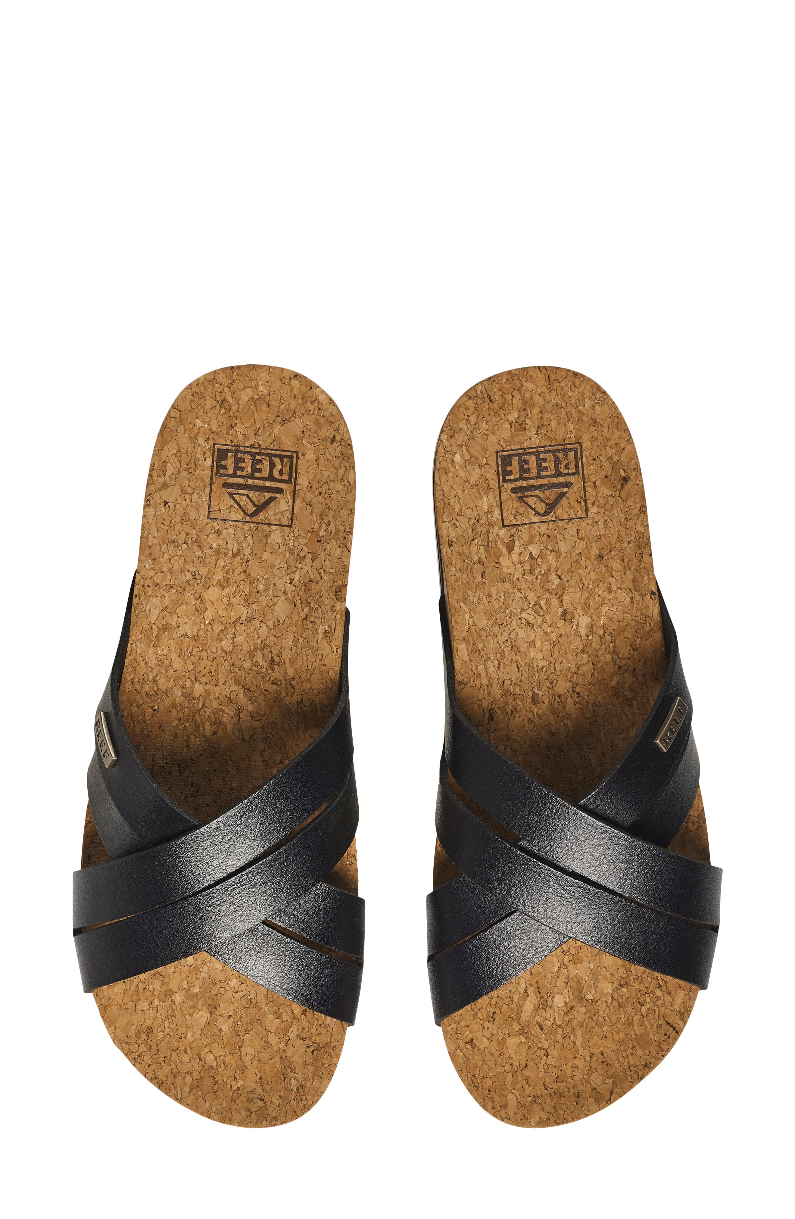 Reef Cushion Bloom Hi Slide Sandal, Alternate, color, Black/ Tan