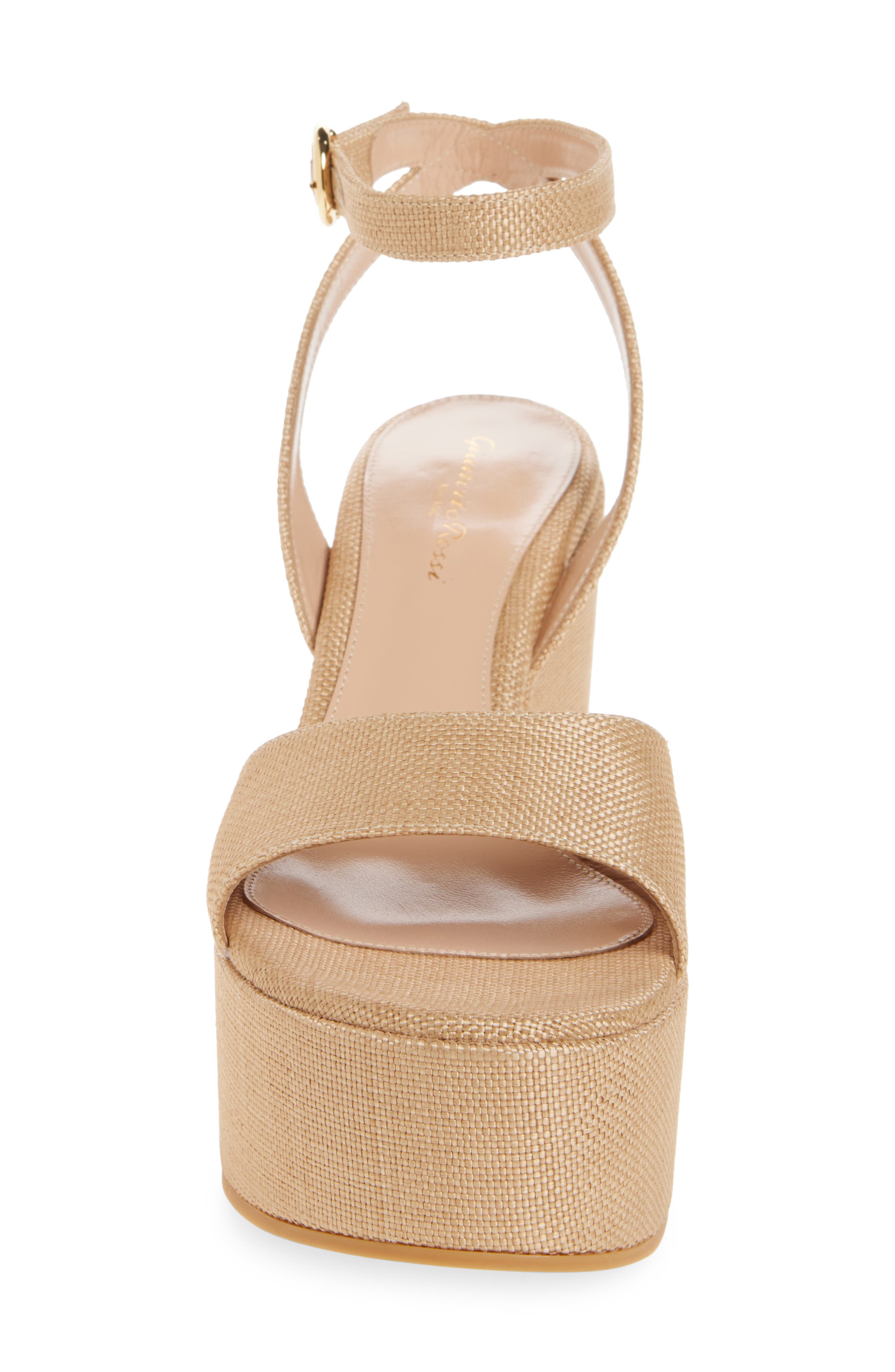 Gianvito Rossi Ankle Strap Wedge Sandal, Alternate, color, Lino