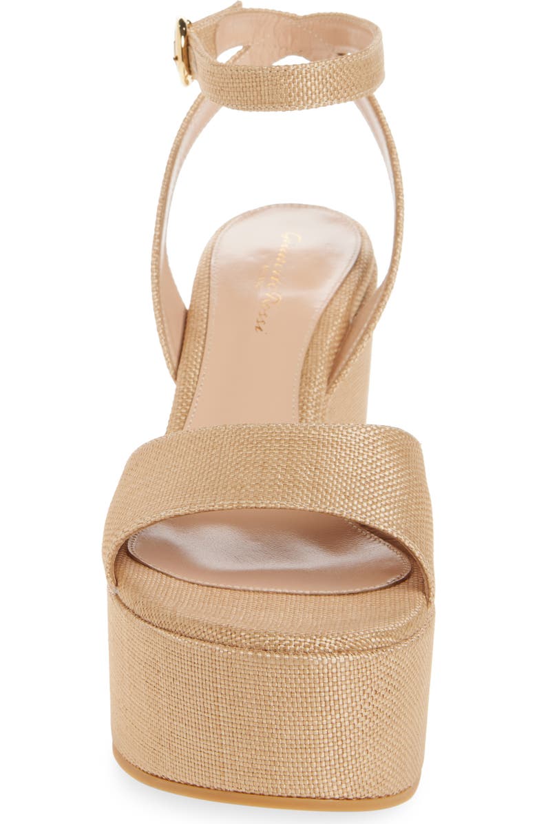 Gianvito Rossi Ankle Strap Wedge Sandal, Alternate, color, Lino