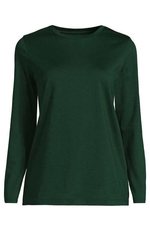 Lands' End Plus Size Relaxed Supima Cotton Long Sleeve Crew Neck T-shirt In Green