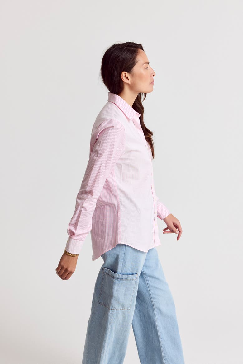 The Boyfriend Shirt in Multistripe, Alternate, color, Multi Pink Stripe
