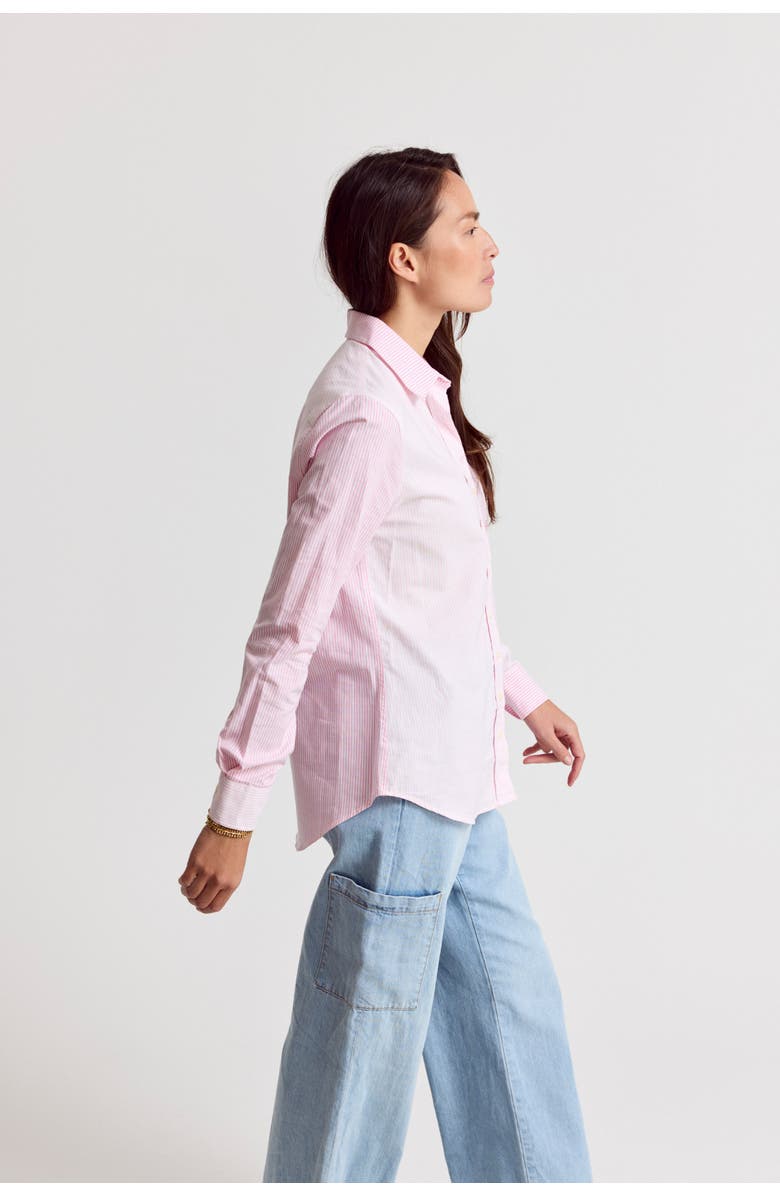 The Shirt by Rochelle Behrens The Boyfriend Shirt in Multistripe, Alternate, color, Multi Pink Stripe