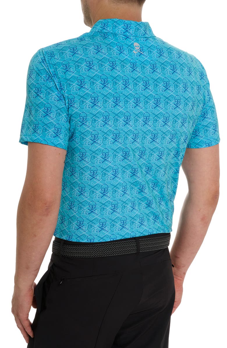 Robert Graham Iron Skull 2 Print Performance Golf Polo, Alternate, color, 
