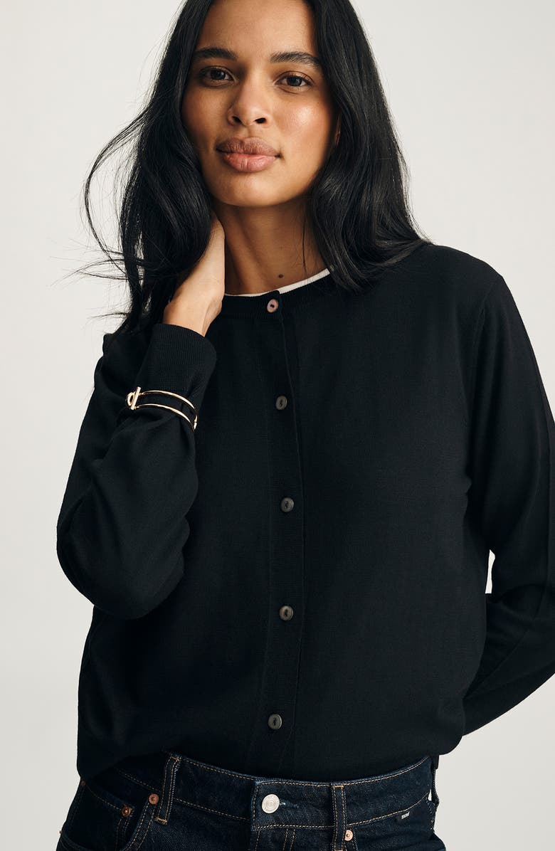 Mavi Jeans Wool Cardigan, Alternate, color, Black