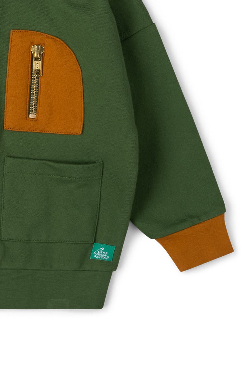 Little Green Radicals Kids' Half Zip Organic Cotton Hoodie, Alternate, color, Green