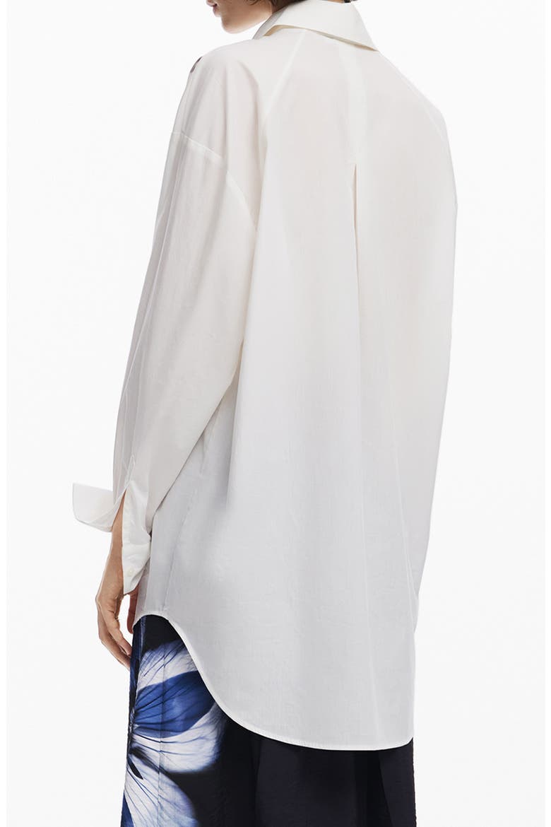 Osaka Floral Oversize Cotton Button-Up Shirt, Alternate, color, WHITE