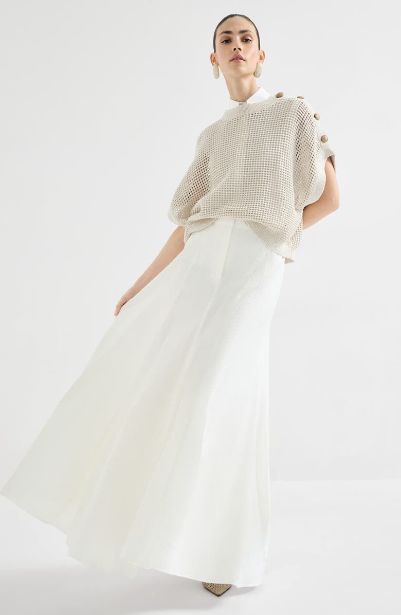 Brunello Cucinelli Flared skirt with monili, Alternate, color, White