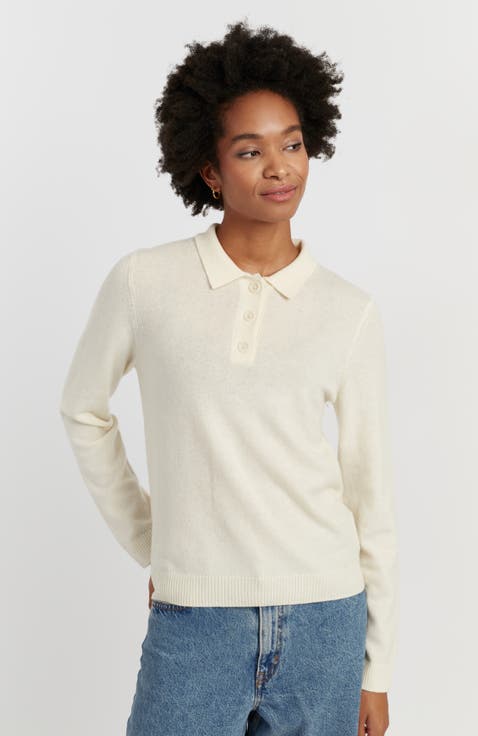 Wool-Cashmere Knit Polo Sweater