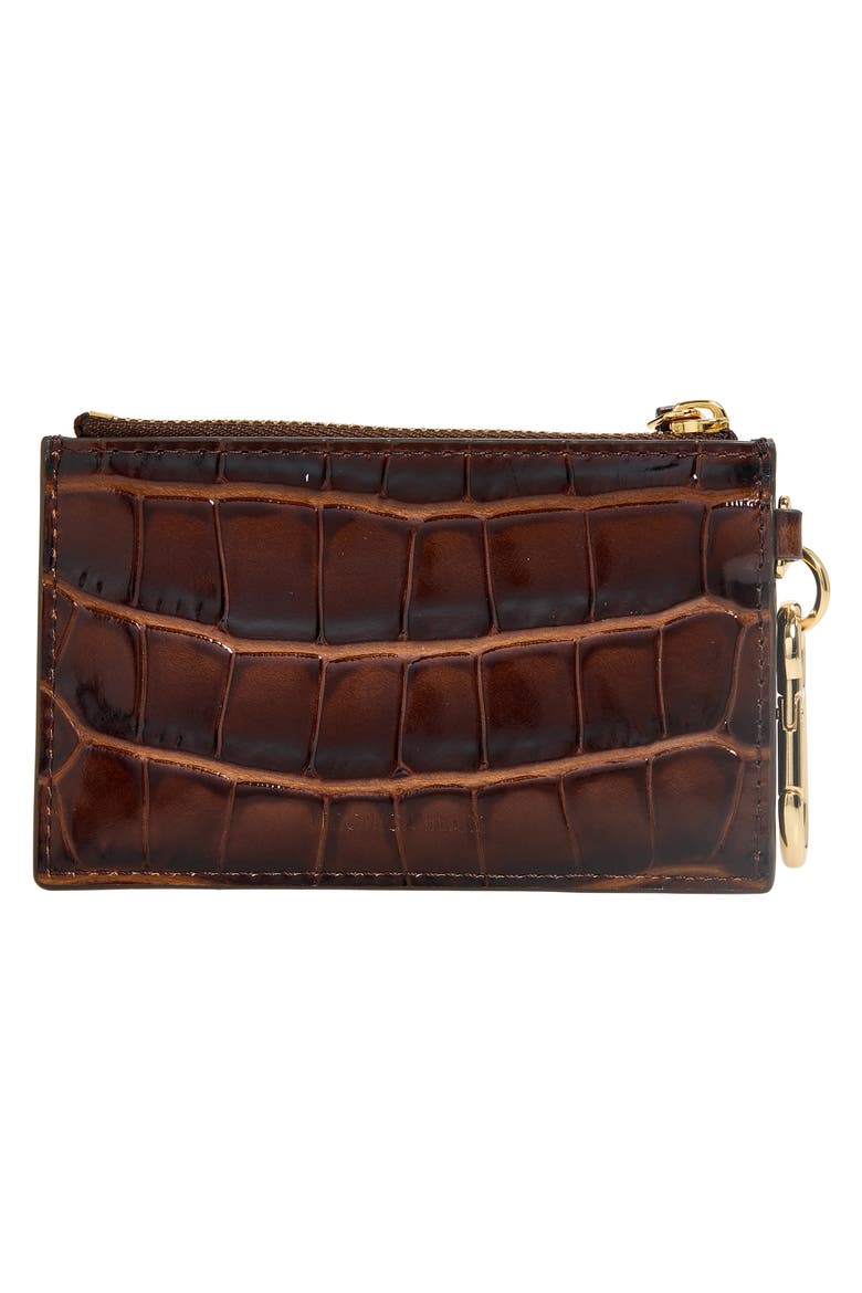 Croc Embossed Zip Card Holder, Alternate, color, CHESTNUT