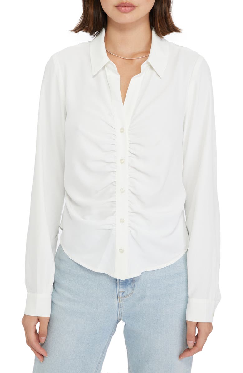 Sanctuary Ruched Boyfriend Button-Up Shirt, Main, color,