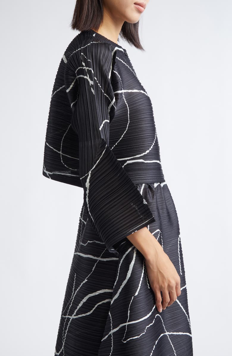 Pleats Please Issey Miyake Pause Print Pleated Cardigan, Alternate, color,