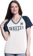 G-III 4HER BY CARL BANKS Women's G-III 4Her by Carl Banks  White/Navy New York Yankees Ball Park Raglan V-Neck T-Shirt