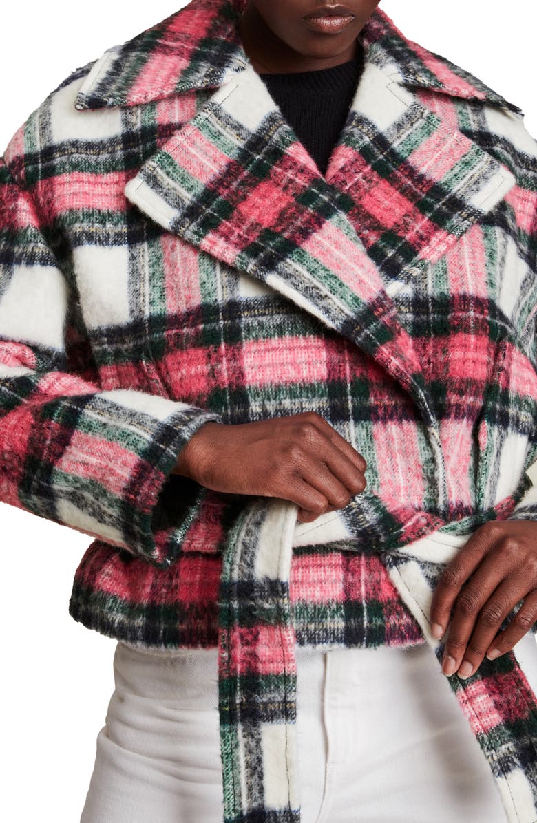 AllSaints Morley Plaid Wool Blend Jacket, Alternate, color, 