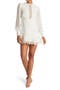 Rina Long Sleeve Dotted Chiffon Lace Trim Dress