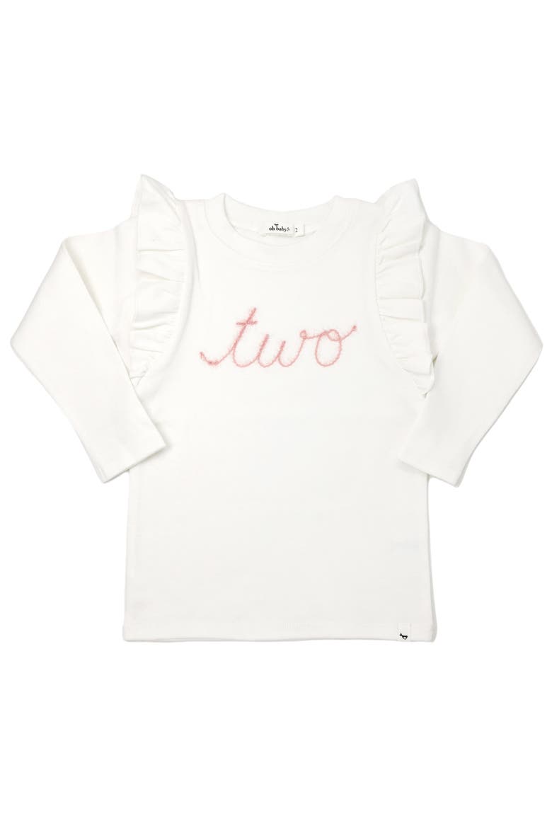 "two" Pink Eyelash Millie Long Sleeve Tee, Main, color, Cream