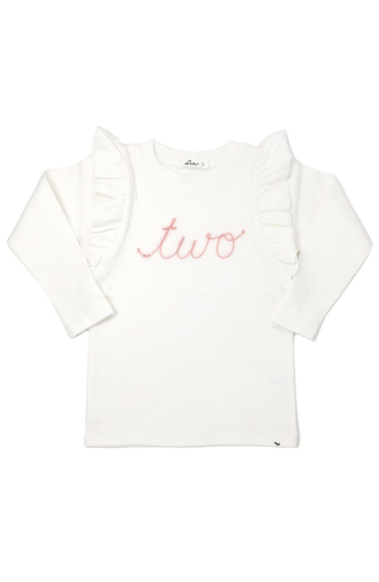 oh baby! "two" Pink Eyelash Millie Long Sleeve Tee, Main, color, Cream