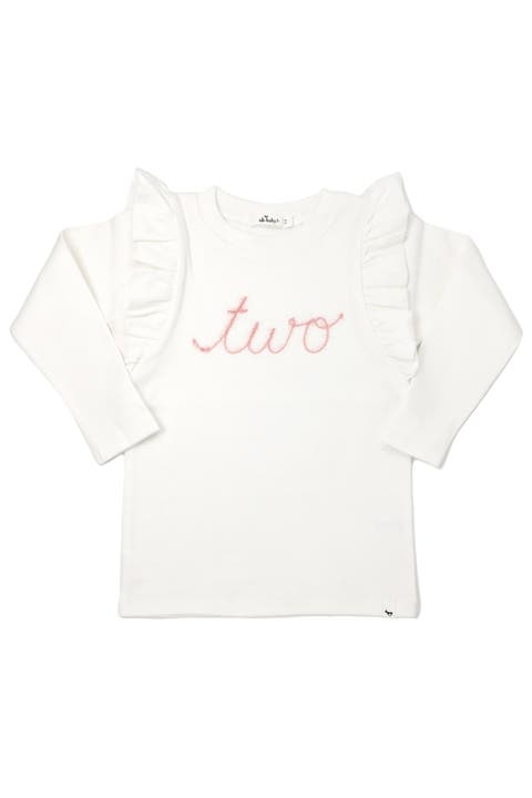 "two" Pink Eyelash Millie Long Sleeve Tee
