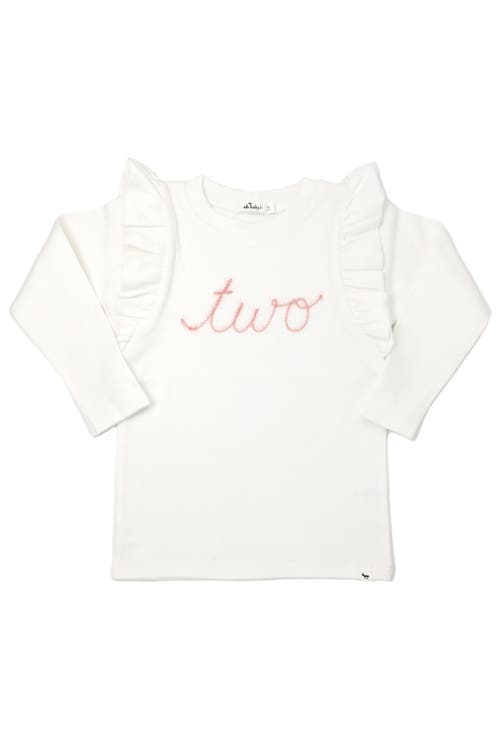 Oh Baby ! "two" Pink Eyelash Millie Long Sleeve Tee In Cream