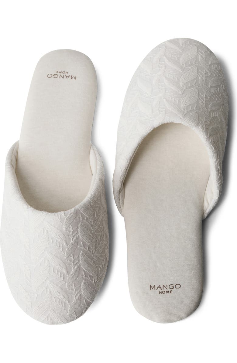 MANGO Embroidered Cotton Slipper, Alternate, color, White