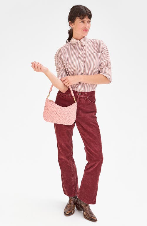 Clare V . Petit Moyen Woven Leather Messenger Bag In Blush Puffy Woven