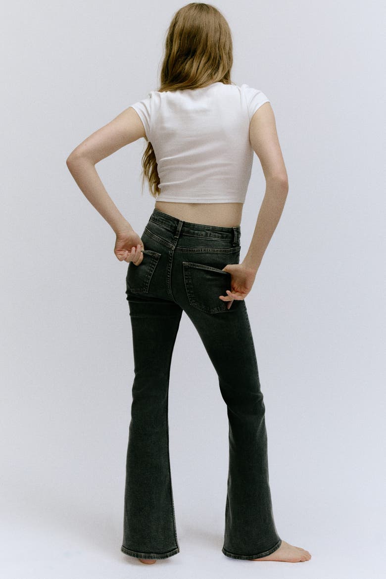 Flared High Waist Jeans, Alternate, color, Dark denim gray