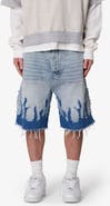 mnml Flame Rip & Repair Denim Shorts
