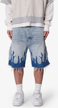 mnml Flame Rip & Repair Denim Shorts