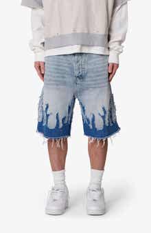 Flame Rip & Repair Denim Shorts