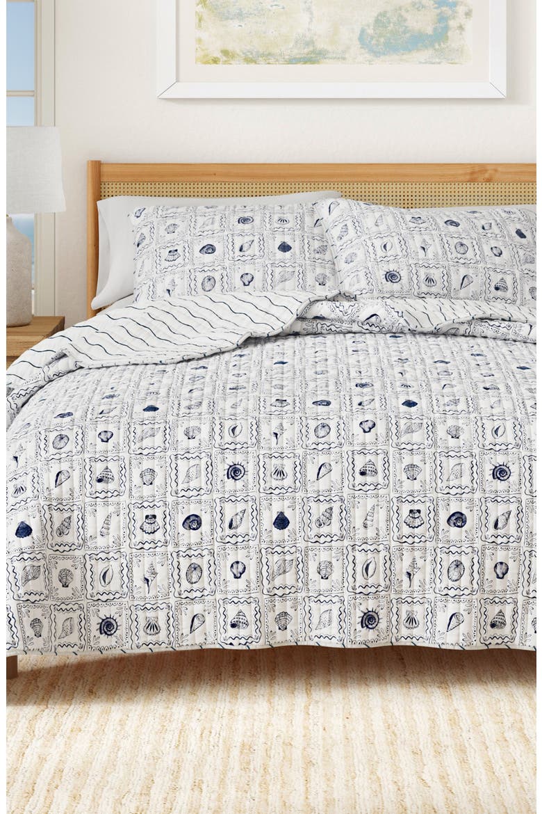 Coastal Seashell Tile Reversible Quilt Set, Alternate, color, SEASHELL TILE