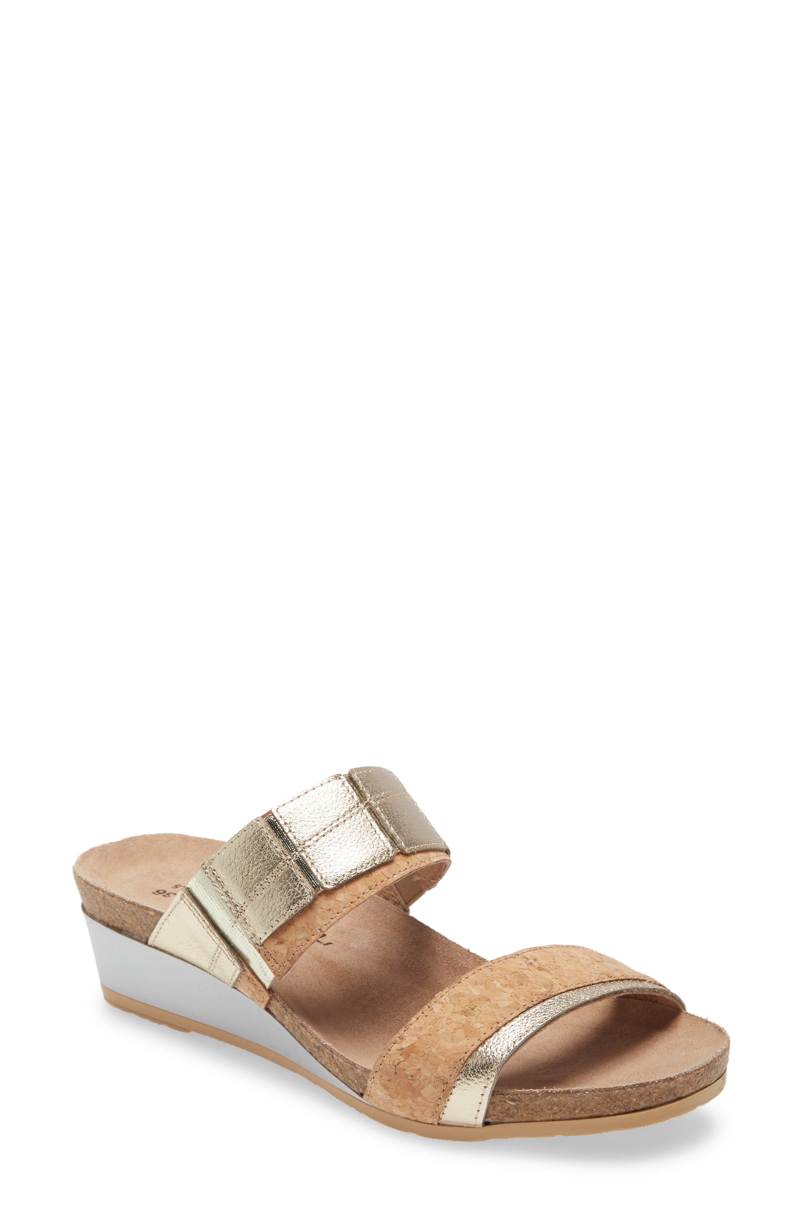 Royalty Slide Sandal, Main, color, RADIANT GOLD/ CORK LEATHER