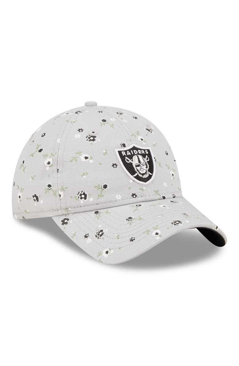 New Era Women's New Era Gray Las Vegas Raiders  Floral 9TWENTY Adjustable Hat, Alternate, color, 