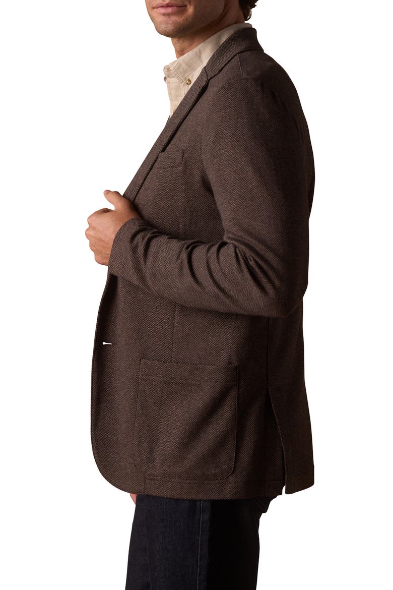 Knit Cotton Blend Herringbone Sport Coat, Alternate, color, BROWN
