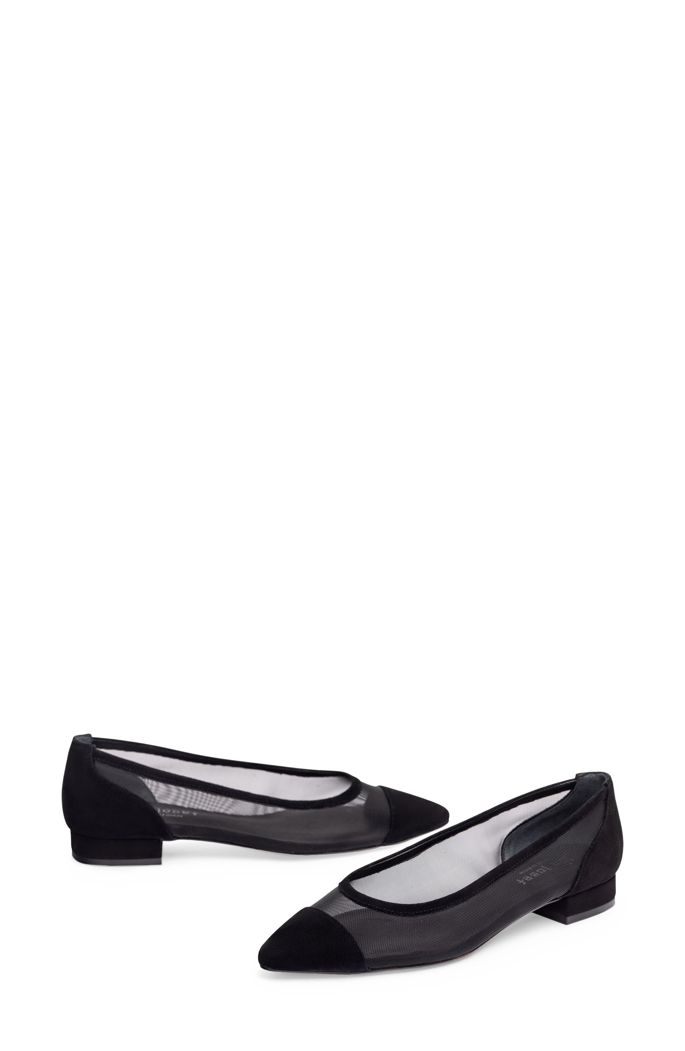 Jon Josef Ray Pointed Toe Flat, Alternate, color, Black Suede Combo