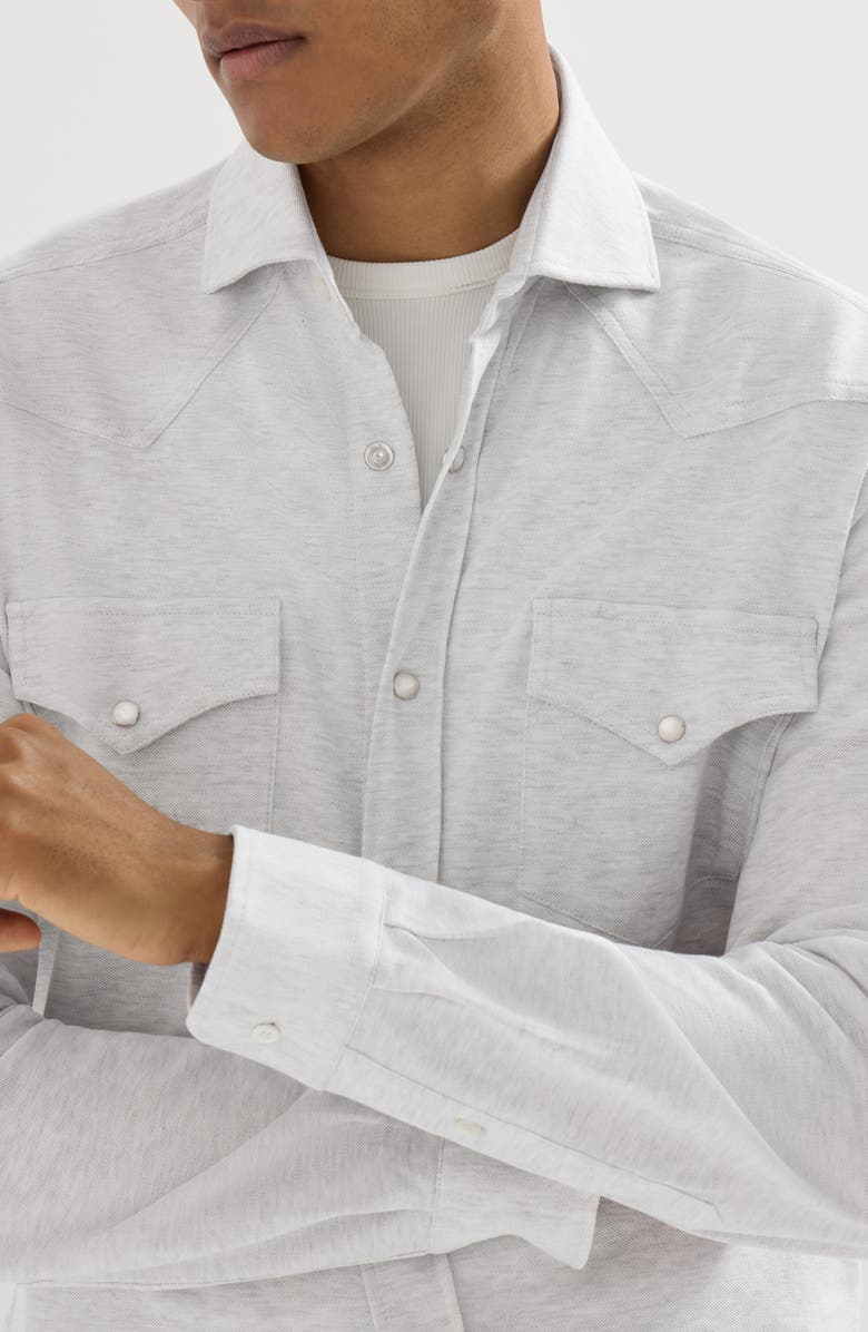 Brunello Cucinelli Easy-fit shirt with shoulder yoke, Alternate, color, Pebble