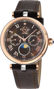 GV2 Florence Mother of Pearl Dial Diamond Leather Strap Watch, 36mm - 0.009ct.