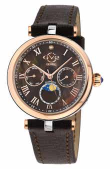 GV2 Florence Mother of Pearl Dial Diamond Leather Strap Watch, 36mm - 0.009ct.