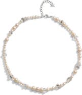 Awe Inspired Cultured Freshwater Pearl & Raw Quartz Crystal Necklace