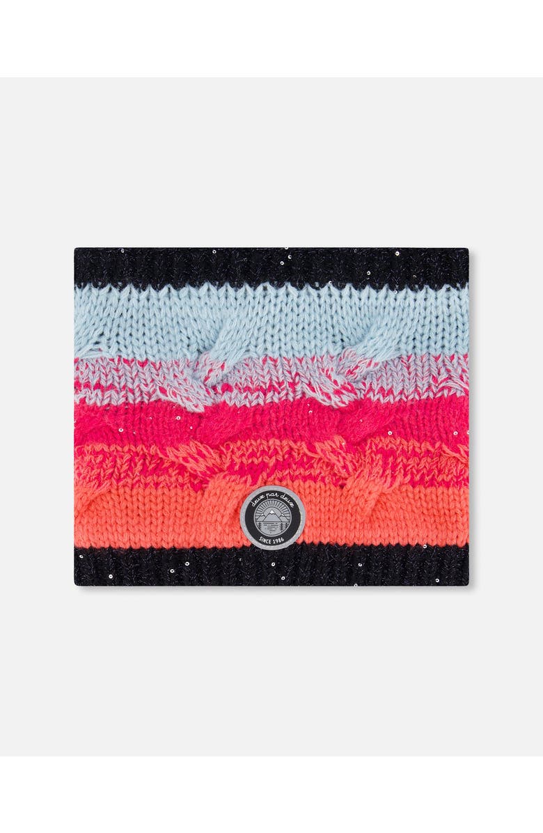 Deux par Deux Girl's Knit Neckwarmer Gradient Blue, Coral And Fuschia, Main, color, 