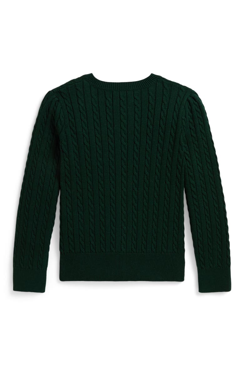 Kids' Polo Bear Mini Cable Knit Cotton Cardigan, Alternate, color, GREEN