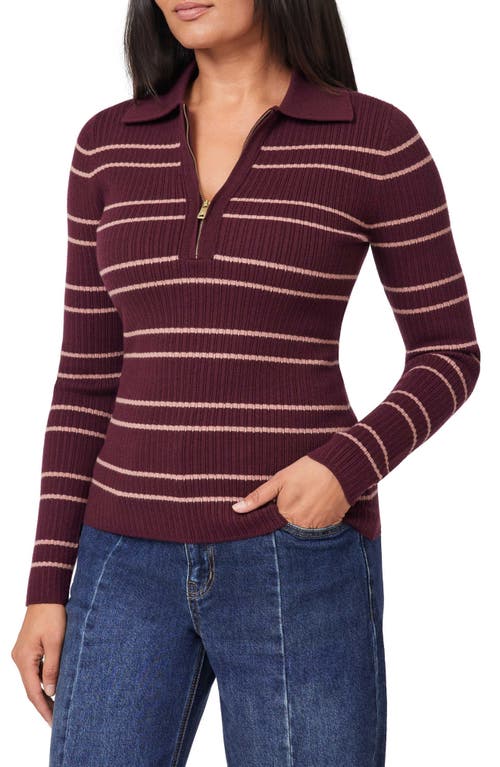 Scotch & Soda Stripe Zip Polo Sweater In Red