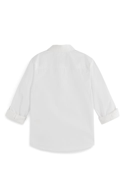 Scotch & Soda Kids' Cotton Dobby Button-down Shirt In White