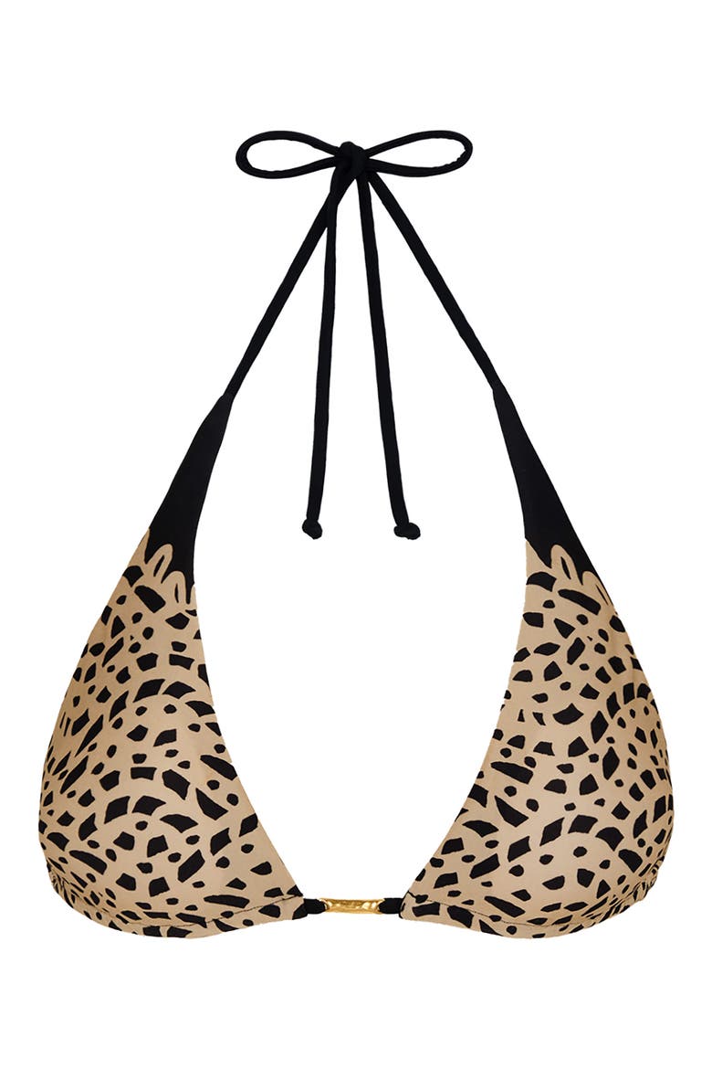 Poeme Karen Triangle Bikini Top, Alternate, color, BEIGE MULTI