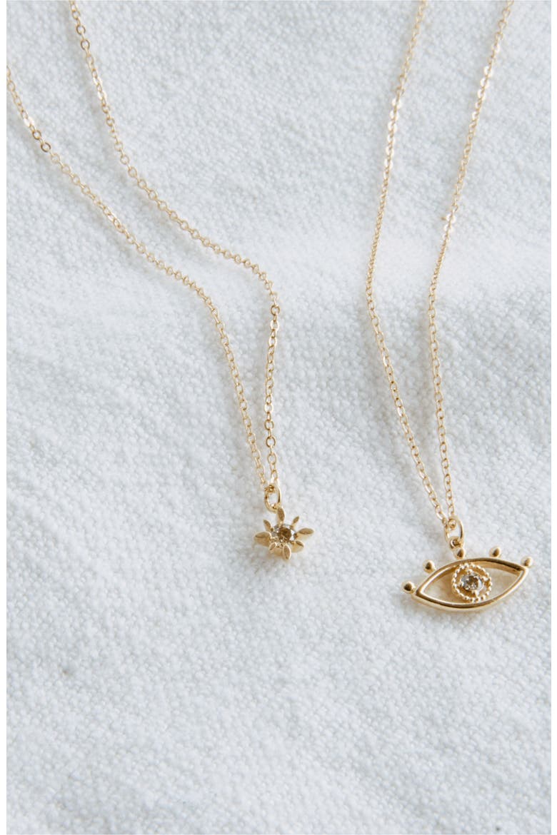Santorini Diamond Evil Eye Pendant Necklace, Alternate, color, GOLD
