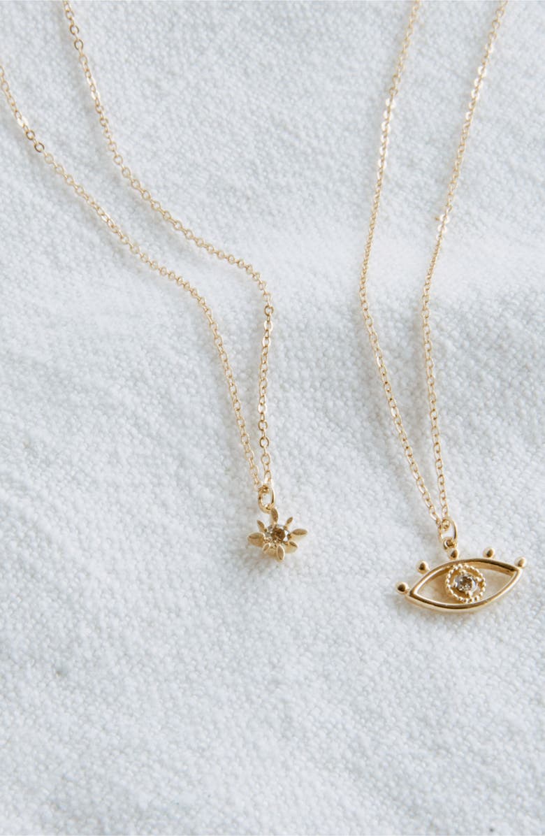 Set & Stones Santorini Diamond Evil Eye Pendant Necklace, Alternate, color, Gold